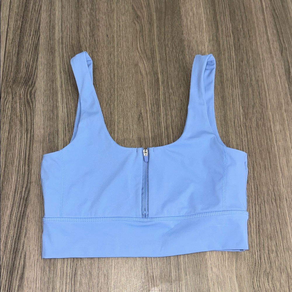 Cotton On Body Blue Zip Front Sports Bra Crop Top Small Activewear EUC